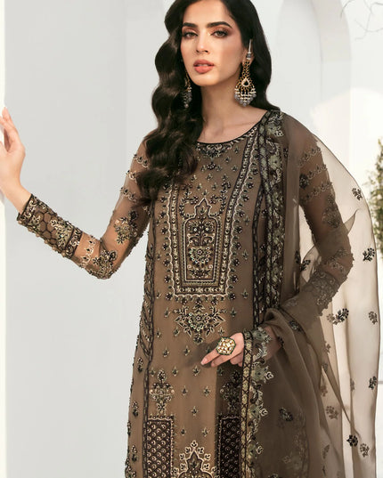 Zinia | Organza Embroidered Dress