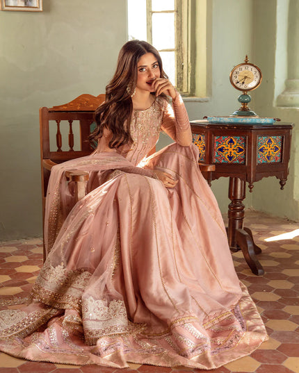 Faiza Saqlain | Hand Embellished Korean Raw Silk Churidar Dress