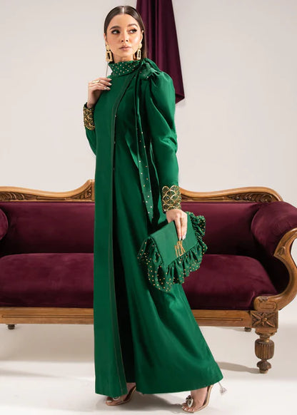 Samira | Green Silk Hand Embellished Maxi