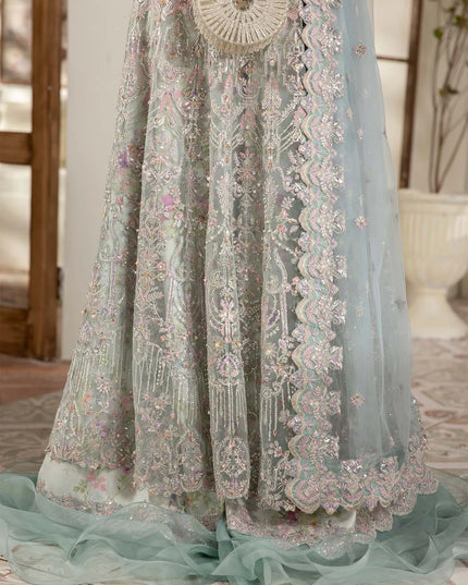 Lily | Powder Blue Net Embroidered Embellished Peshwas Dress