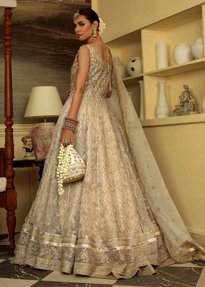 Sukhan | Cream Organza Jamawar Embellished Pishwas