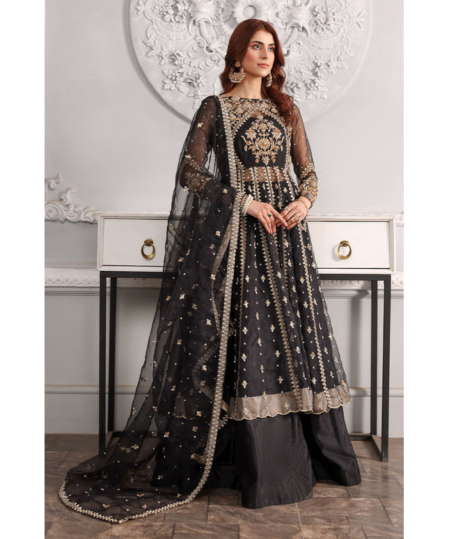 Khaleesi | Black Organza Embellished Gown