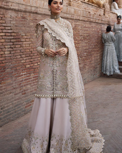 Meherbano | Powder Pink Organza Embellished Sharara