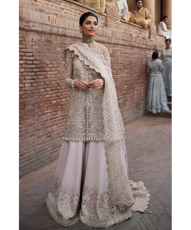Meherbano | Powder Pink Organza Embellished Sharara