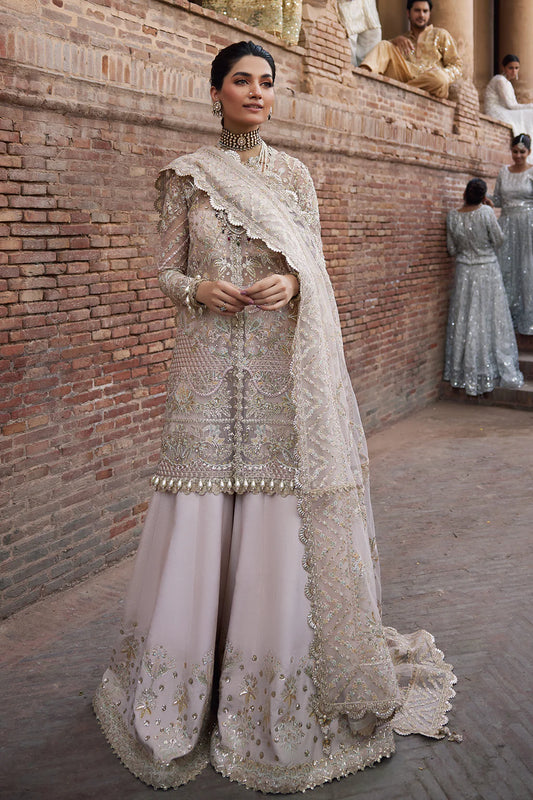 Meherbano | Powder Pink Organza Embellished Sharara