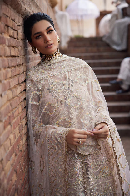 Meherbano | Powder Pink Organza Embellished Sharara