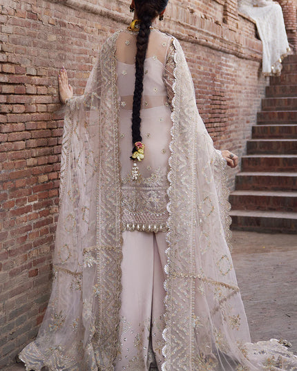Meherbano | Powder Pink Organza Embellished Sharara