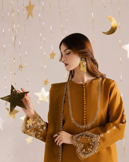 Janvi | Golden Brown Hand Embellished Suit