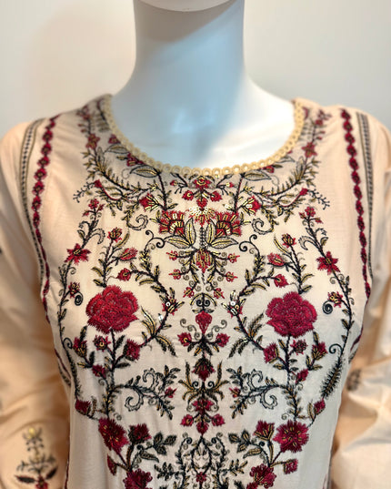 Asim Jofa Ivory Rose Embroidered 3-Piece Suit