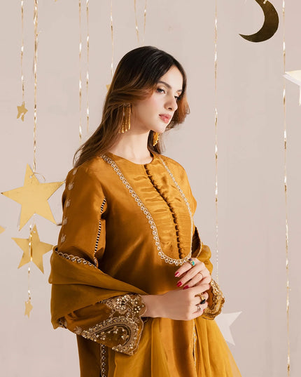 Janvi | Golden Brown Hand Embellished Suit