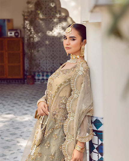 Ada | Dusty Green Organza Embellished Sharara