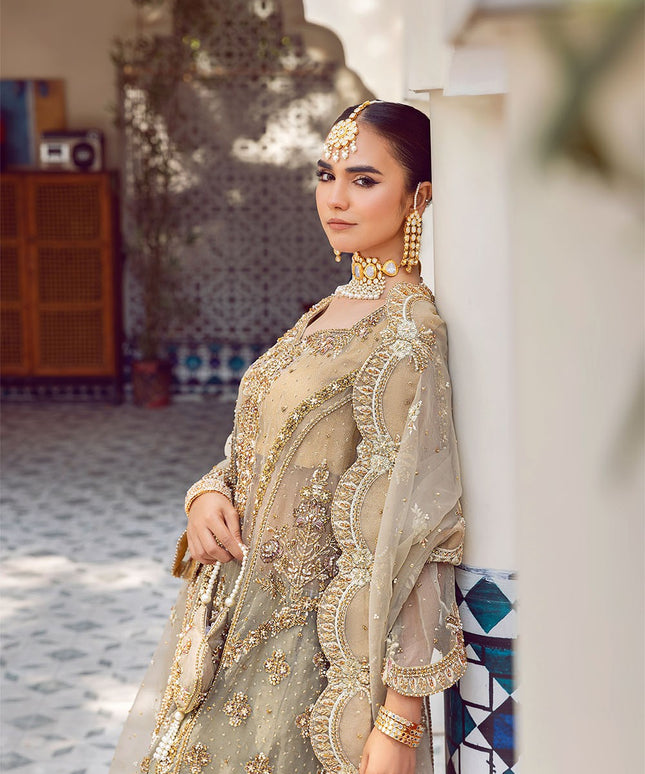 Ada | Dusty Green Organza Embellished Sharara