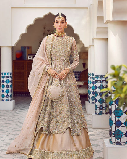 Rani Mehal | Pink Organza Embellished Bridal Lehenga