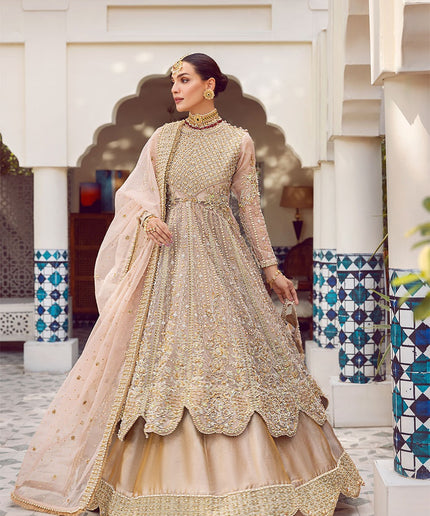 Rani Mehal | Pink Organza Embellished Bridal Lehenga