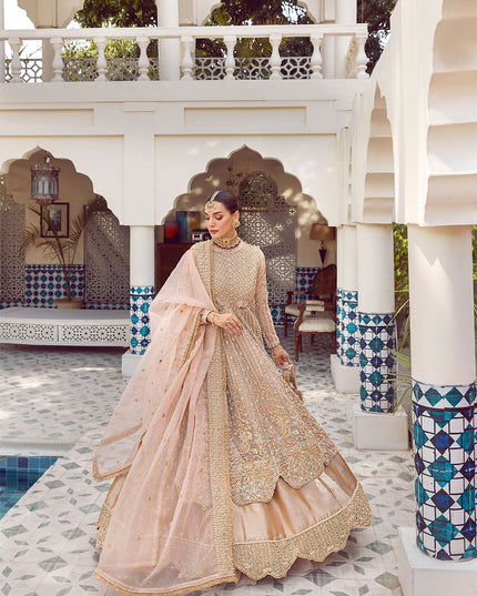 Rani Mehal | Pink Organza Embellished Bridal Lehenga