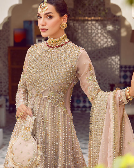 Rani Mehal | Pink Organza Embellished Bridal Lehenga