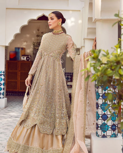 Rani Mehal | Pink Organza Embellished Bridal Lehenga