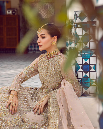 Rani Mehal | Pink Organza Embellished Bridal Lehenga