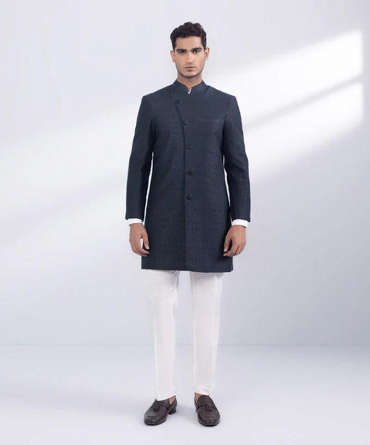 Sherwani | Indigo Jamawar Karandi Luxury Sherwani