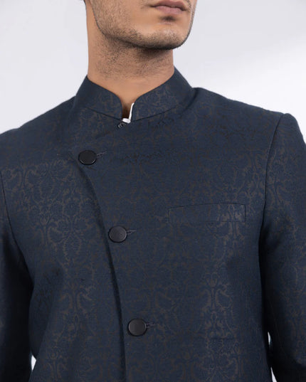 Sherwani | Indigo Jamawar Karandi Luxury Sherwani