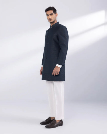 Sherwani | Indigo Jamawar Karandi Luxury Sherwani