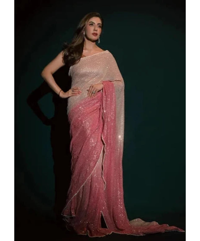 Samira | Beige Silk Embellished Saree