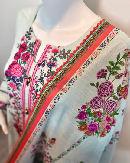 Khaadi Floral Embroidered Khaddar Shirt with Matching Dupatta