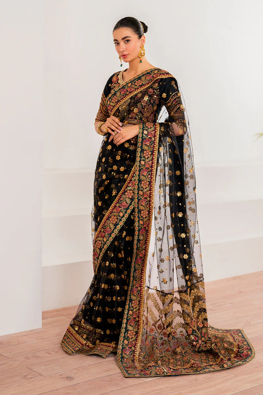 Baroque | Black Net Embroidered Saree