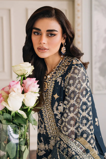 BAROQUE | Teal Embroidered Chiffon Suit