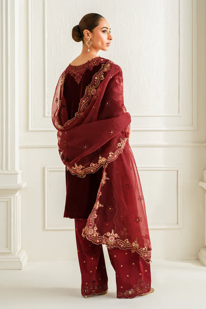 Baroque | Maroon Velvet Embroidered Suit