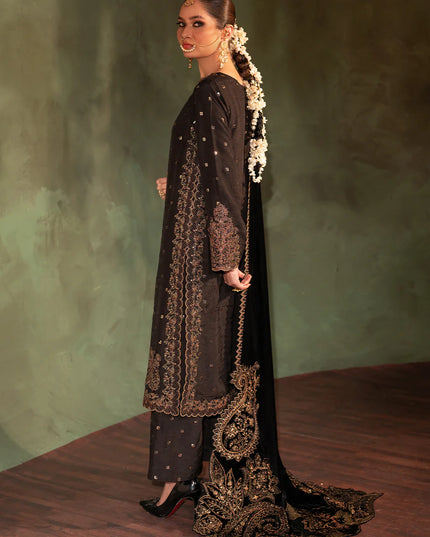 Iznik | Black Silk Velvet Embroidered Suit