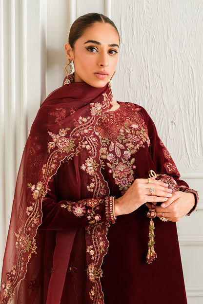 Baroque | Maroon Velvet Embroidered Suit