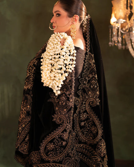 Iznik | Black Silk Velvet Embroidered Suit