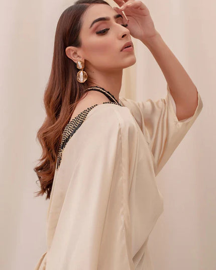 Orchid | Beige and Black Ombre Silk Kaftan