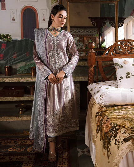 Mushq | Purple Silver Embellished Silk Suit