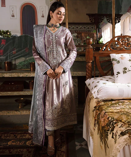 Mushq | Purple Silver Embellished Silk Suit