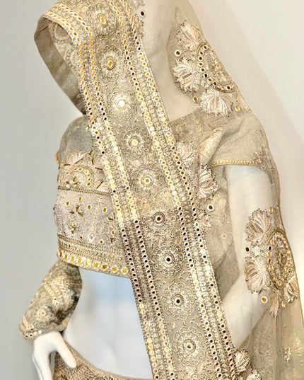 Luxury Silver Grey Bridal Lehenga with Heavy Zardozi Embroidery