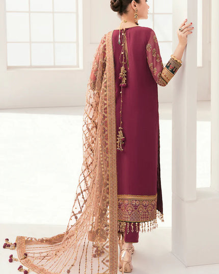 Baroque | Rose Embroidered Chiffon Suit