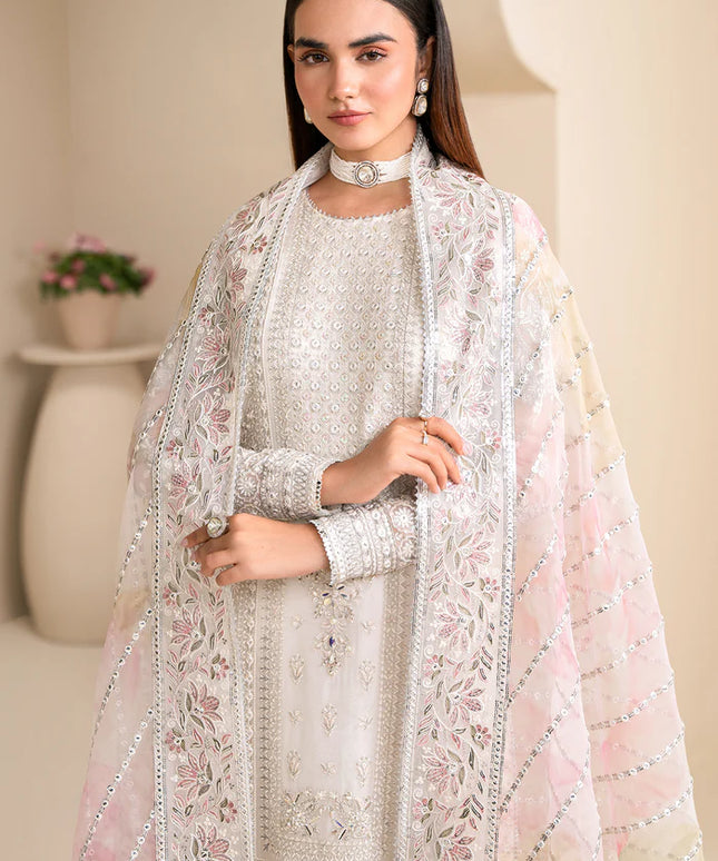 Baroque | White Chiffon Hand Embroidered Suit