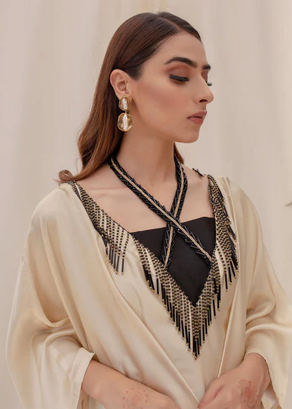 Orchid | Beige and Black Ombre Silk Kaftan