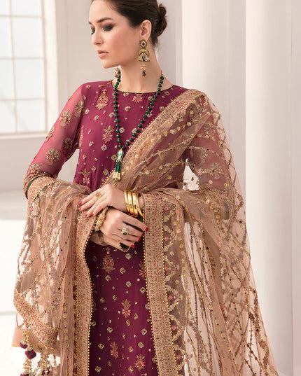 Baroque | Rose Embroidered Chiffon Suit