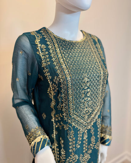Asim Jofa Teal Majesty Embroidered Kurta