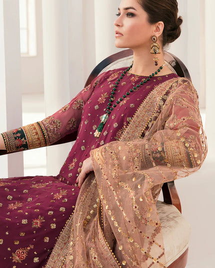 Baroque | Rose Embroidered Chiffon Suit