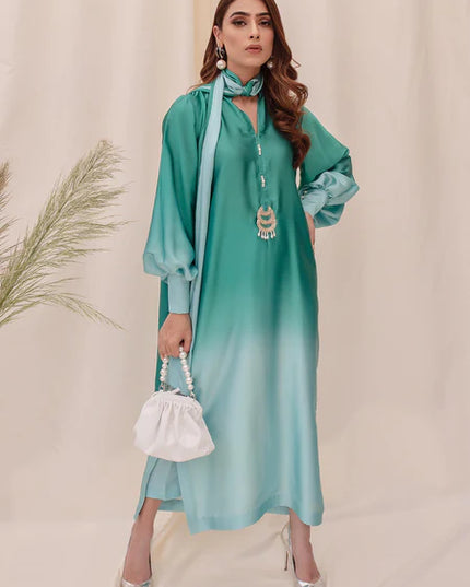 Gladiolus | Teal Blue Ombre Long Co Ord Set