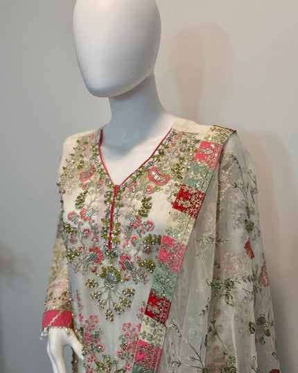 Maria B Ivory Blossom Luxury 3 Piece Suit