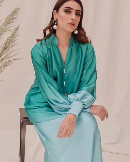 Gladiolus | Teal Blue Ombre Long Co Ord Set