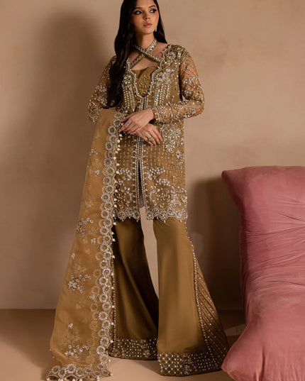 Sabahat | Hazel Wood Embroidered Hand Embellished Jacket Suit