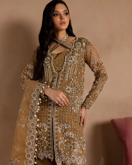 Sabahat | Hazel Wood Embroidered Hand Embellished Jacket Suit