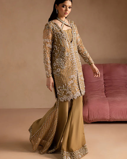 Sabahat | Hazel Wood Embroidered Hand Embellished Jacket Suit