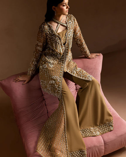 Sabahat | Hazel Wood Embroidered Hand Embellished Jacket Suit